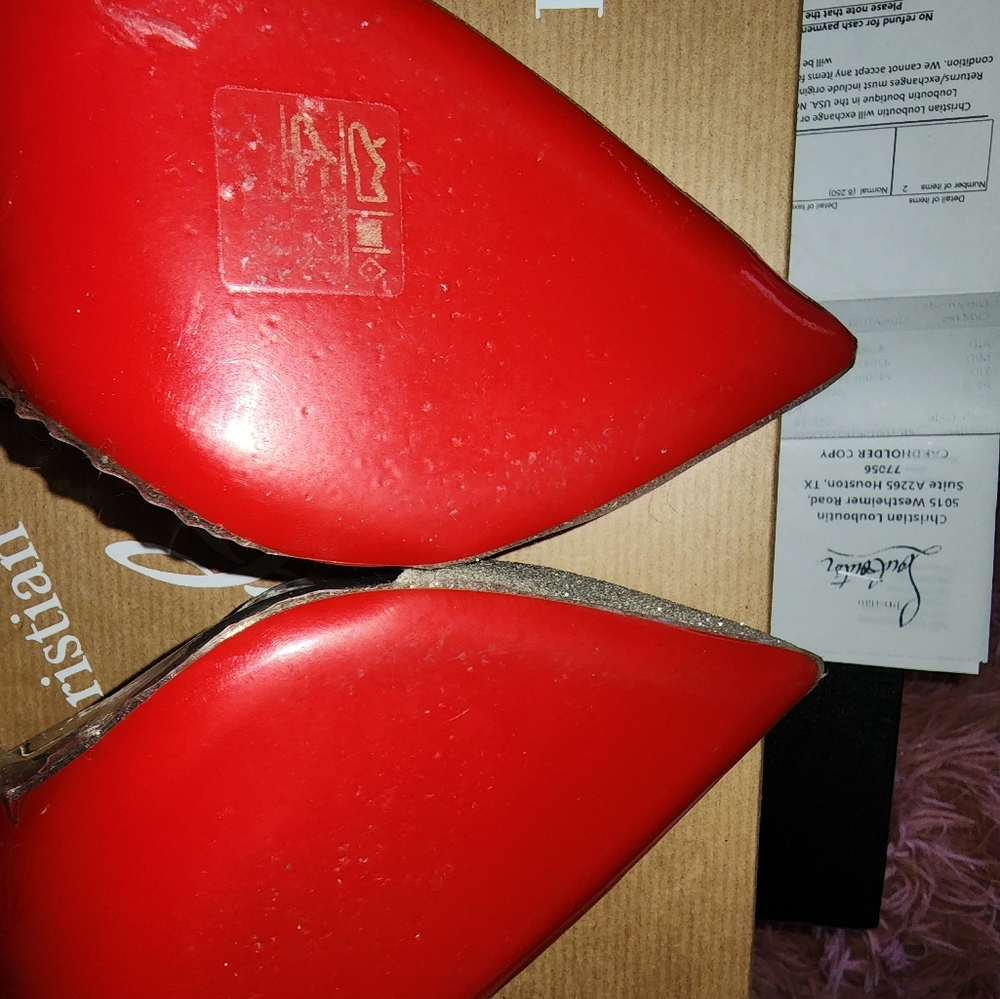 Christian Louboutin Optisexy 100 Glit Mini/PVC/Spec Ivory/Light GOLG heels